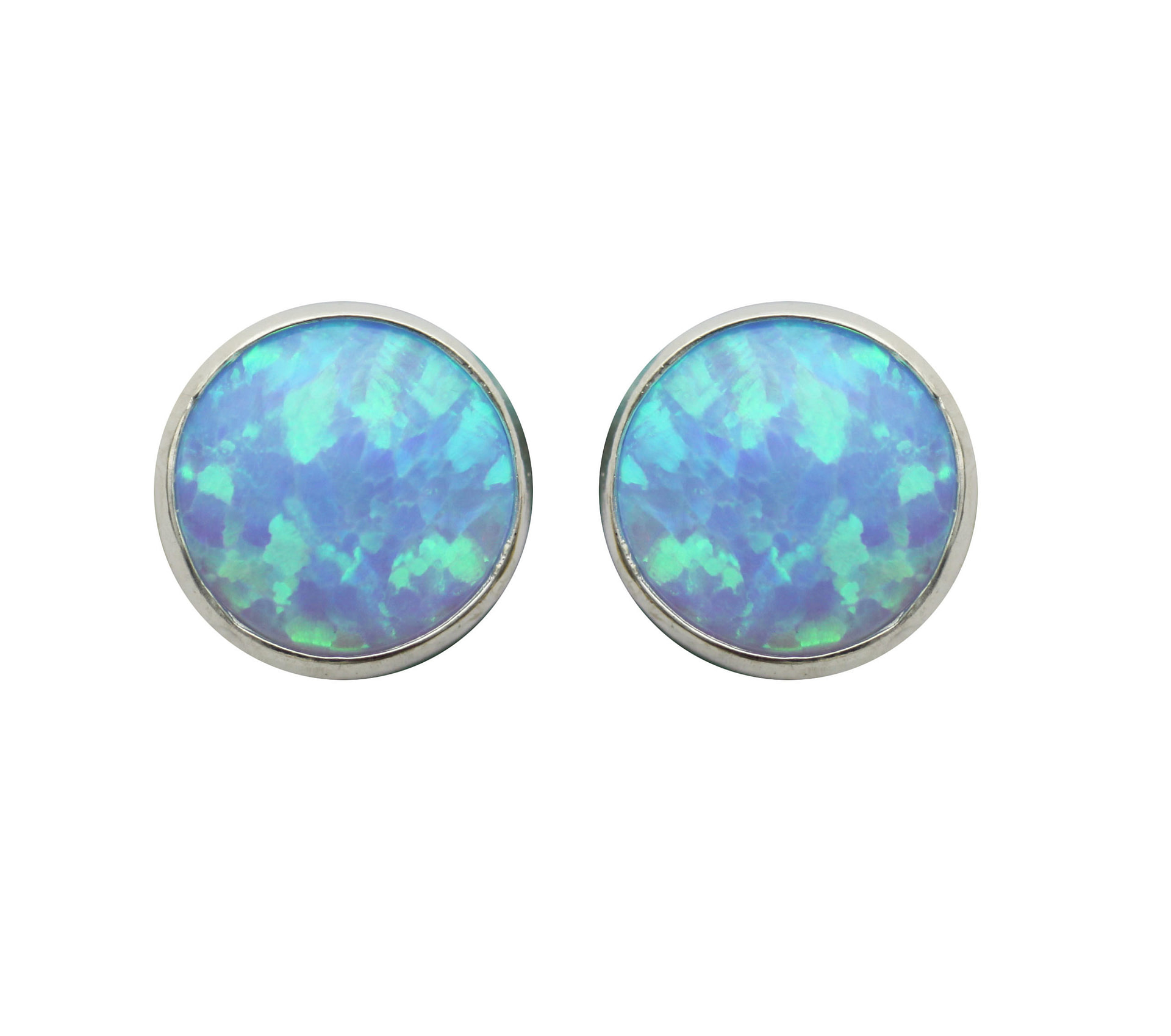 Sterling Large Round Sky Blue Opal Earrings – Identity Piercing