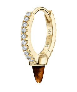 Tiger's Eye Short Spike Diamond Eternity Hoop Earring
