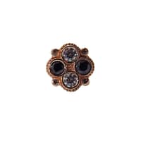 Fancy Four Top in Rose with Black And Clear Crystals