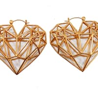 Caged Heart Earrings in Rose Gold