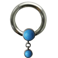Turquoise Single Bezel Dangle Captive Bead Ring