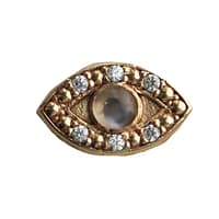 Evil Eye End in Rainbow Moonstone and Crystal in Rose Gold