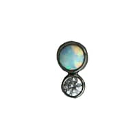Double Gem Cluster in White Opal and Crystal and Titanium