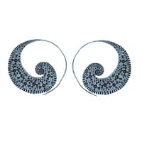 Silver Stamped Spiral Earrings