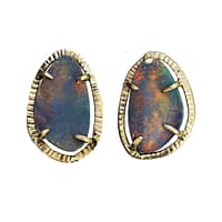 Opal Doublet Textured Halo Earrings