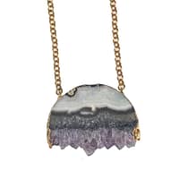 Amethyst Slice Pendant in Brass