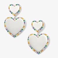 XL You Have My Heart Rainbow Pave Earrings in Silver