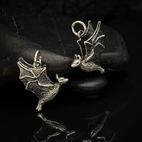 Flying Bat Charm in Silver