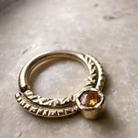 Orange Sapphire Textured Ring