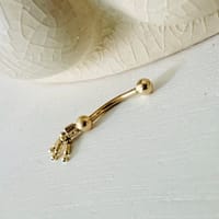 Tassel Curved Barbell in Yellow Gold