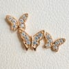 Pave Butterfly Cluster End in Yellow Gold