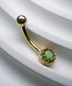 Crown Set Curved Barbell Chrysoprase