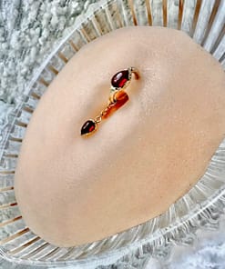 Textured Bezel Garnet Drip Ring Set