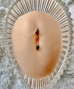 Textured Bezel Garnet Drip Ring Set