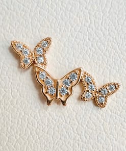 Pave Butterfly Cluster End in Yellow Gold
