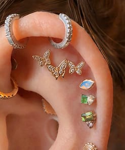 Pave Butterfly Cluster End in Yellow Gold