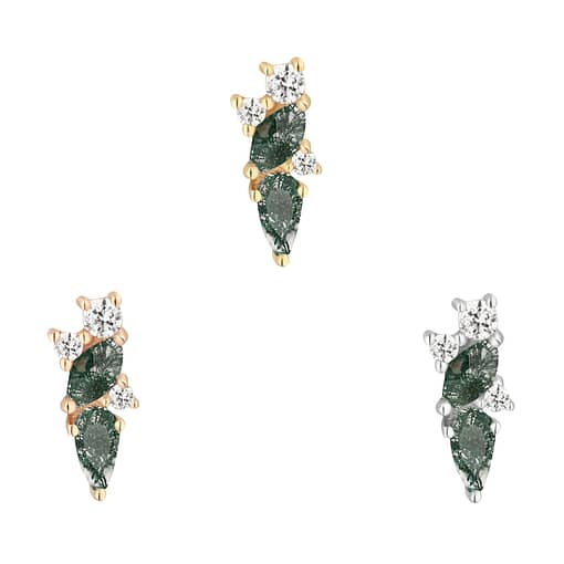 VISIONARY - MOSS AGATE + WHITE TOPAZ - THREADLESS END