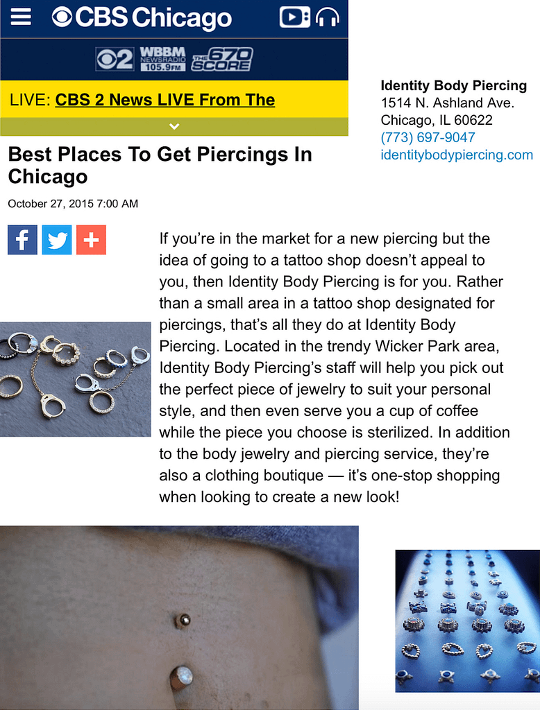 Identity Body Piercing CBS Chicago