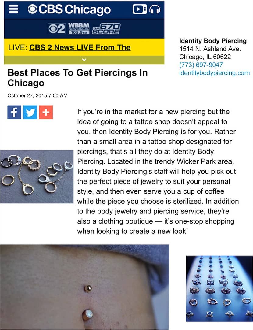 Identity Body Piercing CBS Chicago